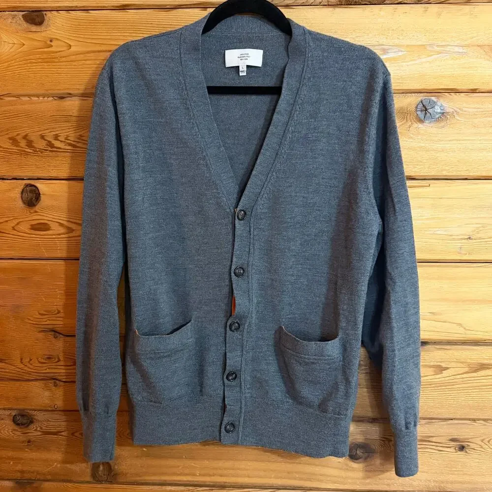 Jack Spade Gray Orange Cardigan Mens Size Large